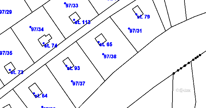 Parcela st. 97/38 v KÚ Otruby, Katastrální mapa