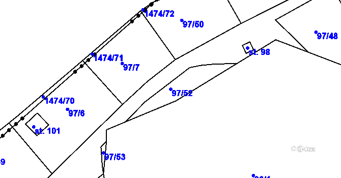 Parcela st. 97/52 v KÚ Otruby, Katastrální mapa
