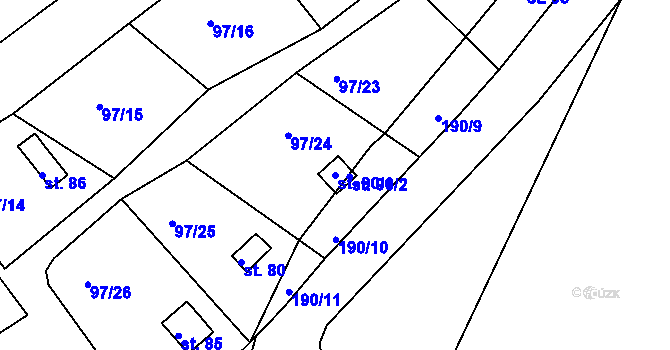 Parcela st. 90/1 v KÚ Otruby, Katastrální mapa