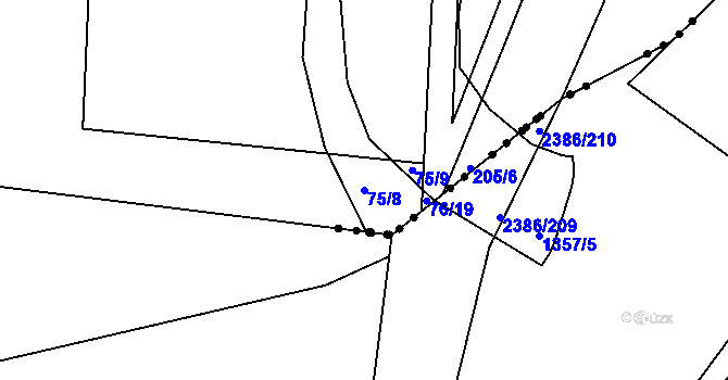Parcela st. 75/8 v KÚ Otruby, Katastrální mapa