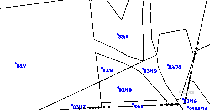 Parcela st. 83/21 v KÚ Otruby, Katastrální mapa
