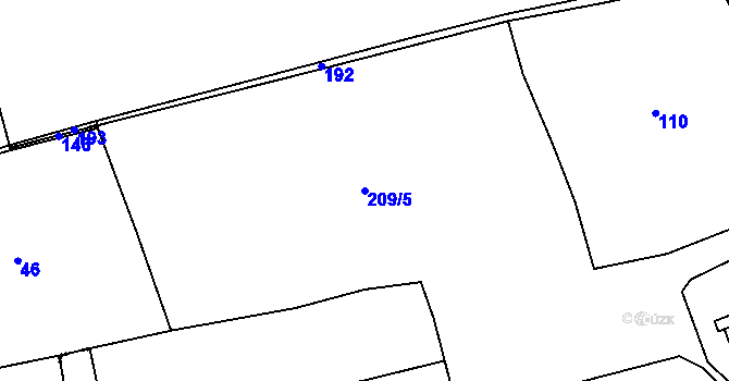 Parcela st. 209/5 v KÚ Otruby, Katastrální mapa
