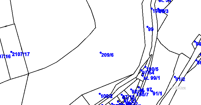 Parcela st. 209/6 v KÚ Otruby, Katastrální mapa