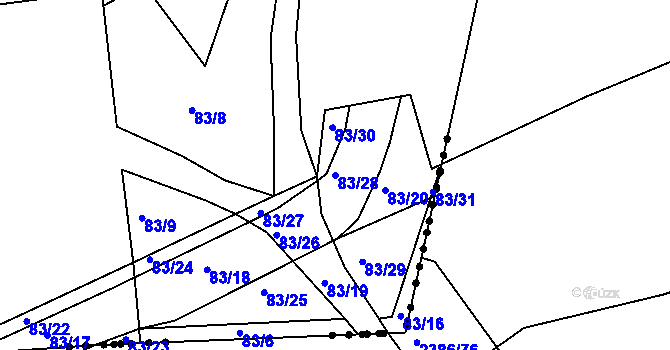 Parcela st. 83/28 v KÚ Otruby, Katastrální mapa