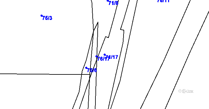 Parcela st. 71/17 v KÚ Otruby, Katastrální mapa