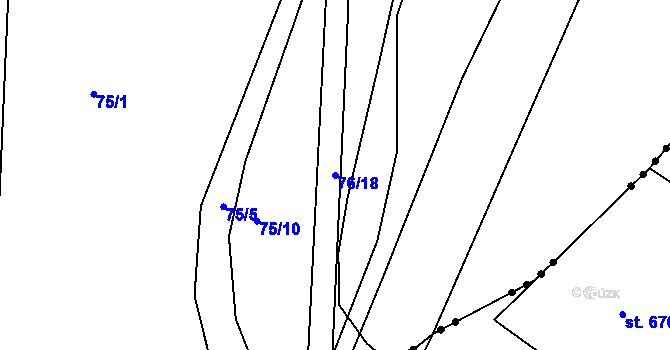Parcela st. 76/18 v KÚ Otruby, Katastrální mapa