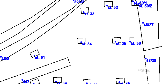 Parcela st. 34 v KÚ Netovice, Katastrální mapa