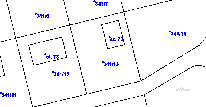Parcela st. 341/13 v KÚ Netovice, Katastrální mapa