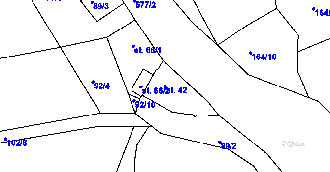 Parcela st. 42 v KÚ Kvíc, Katastrální mapa