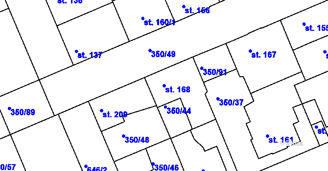 Parcela st. 168 v KÚ Kvíc, Katastrální mapa