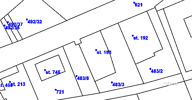 Parcela st. 193 v KÚ Kvíc, Katastrální mapa