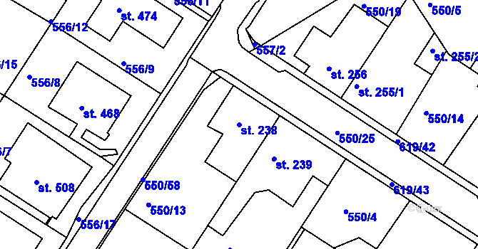Parcela st. 238 v KÚ Kvíc, Katastrální mapa