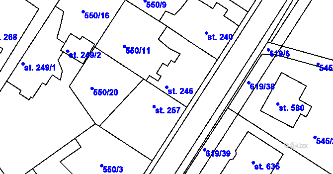 Parcela st. 246 v KÚ Kvíc, Katastrální mapa