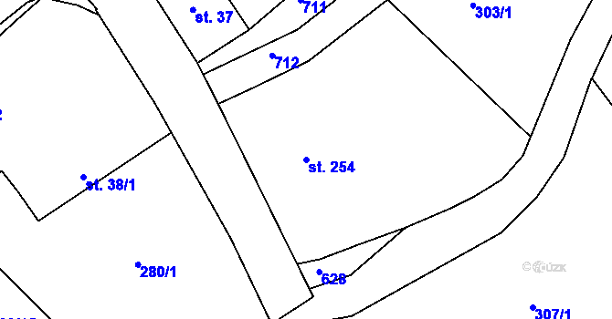 Parcela st. 254 v KÚ Kvíc, Katastrální mapa