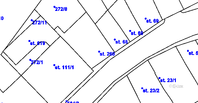 Parcela st. 260 v KÚ Kvíc, Katastrální mapa