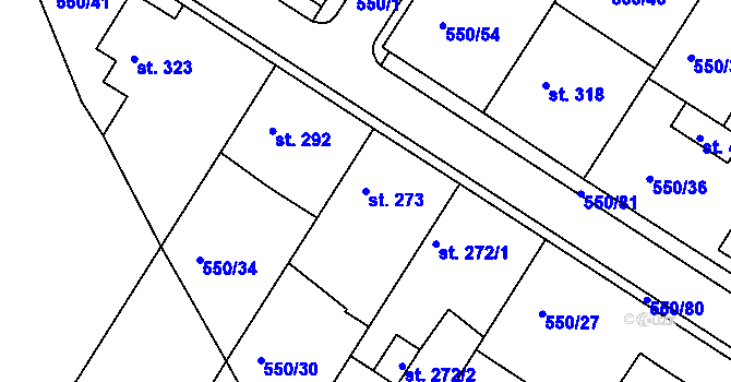 Parcela st. 273 v KÚ Kvíc, Katastrální mapa