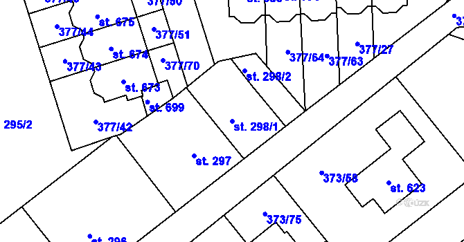 Parcela st. 298/1 v KÚ Kvíc, Katastrální mapa