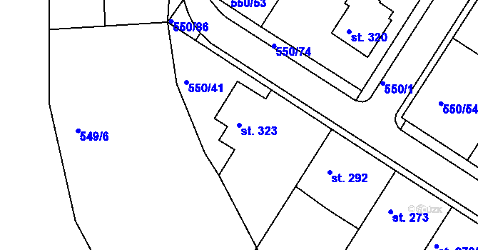 Parcela st. 323 v KÚ Kvíc, Katastrální mapa