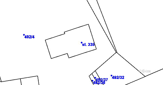 Parcela st. 335 v KÚ Kvíc, Katastrální mapa