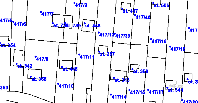 Parcela st. 357 v KÚ Kvíc, Katastrální mapa