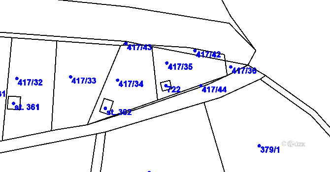 Parcela st. 363 v KÚ Kvíc, Katastrální mapa