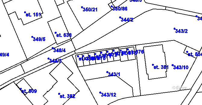 Parcela st. 372 v KÚ Kvíc, Katastrální mapa