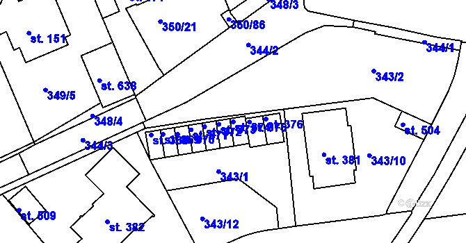 Parcela st. 374 v KÚ Kvíc, Katastrální mapa
