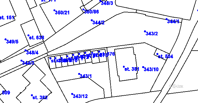 Parcela st. 376 v KÚ Kvíc, Katastrální mapa