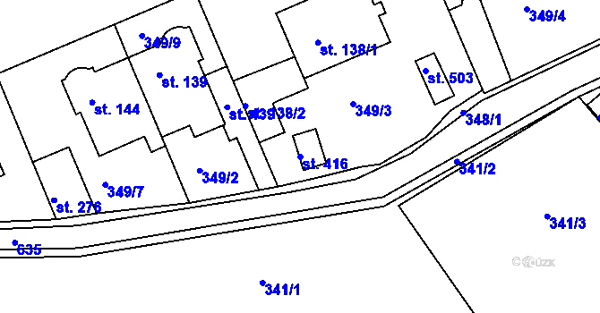 Parcela st. 416 v KÚ Kvíc, Katastrální mapa