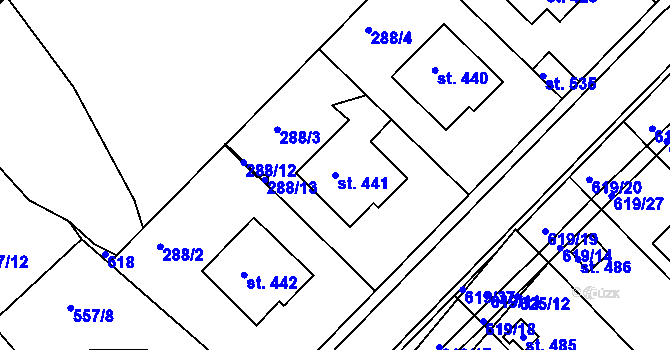 Parcela st. 441 v KÚ Kvíc, Katastrální mapa