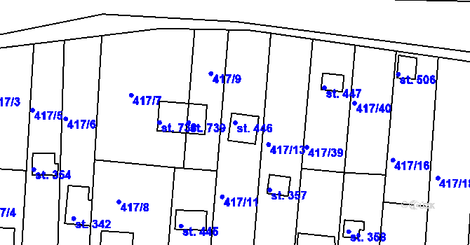 Parcela st. 446 v KÚ Kvíc, Katastrální mapa