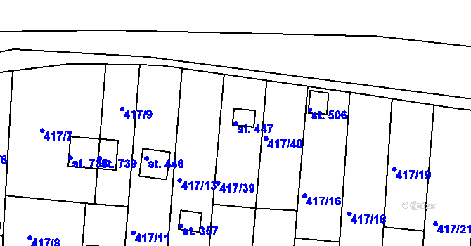Parcela st. 447 v KÚ Kvíc, Katastrální mapa