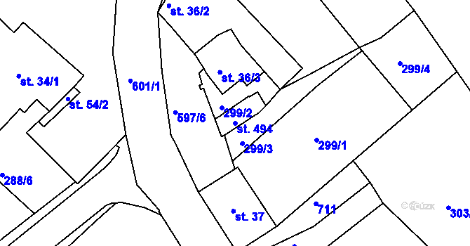 Parcela st. 494 v KÚ Kvíc, Katastrální mapa