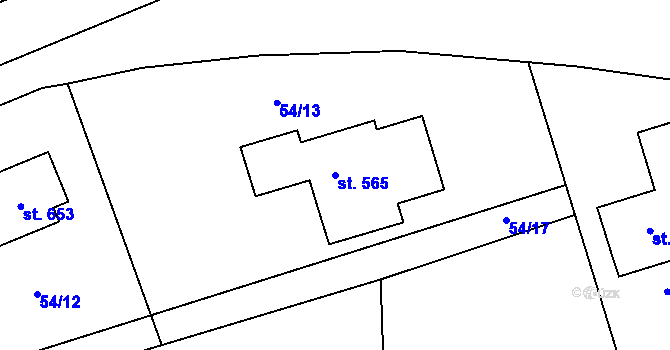 Parcela st. 565 v KÚ Kvíc, Katastrální mapa