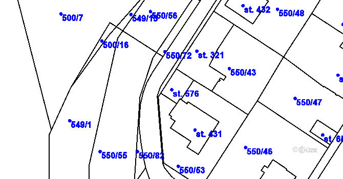 Parcela st. 576 v KÚ Kvíc, Katastrální mapa