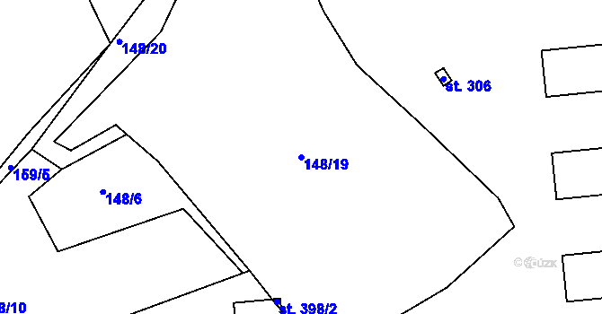 Parcela st. 148/19 v KÚ Kvíc, Katastrální mapa