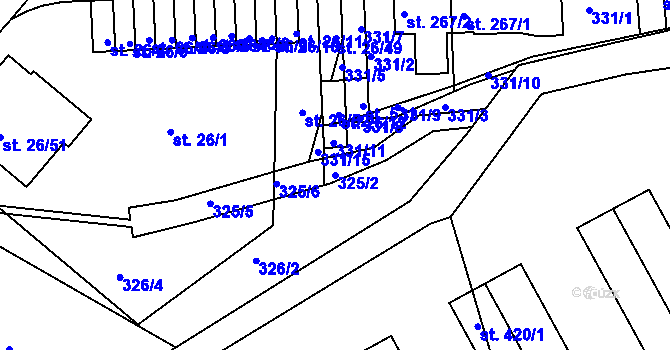 Parcela st. 325/2 v KÚ Kvíc, Katastrální mapa