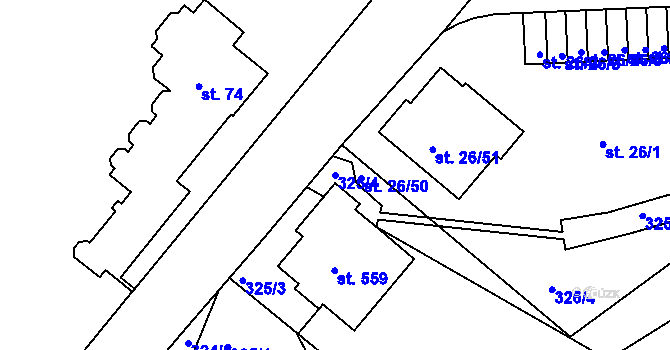 Parcela st. 325/4 v KÚ Kvíc, Katastrální mapa