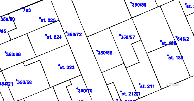Parcela st. 350/56 v KÚ Kvíc, Katastrální mapa