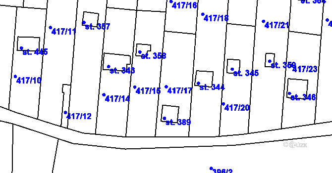 Parcela st. 417/17 v KÚ Kvíc, Katastrální mapa
