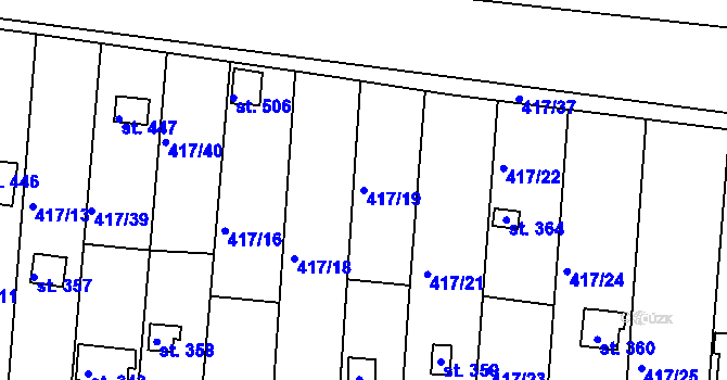 Parcela st. 417/19 v KÚ Kvíc, Katastrální mapa