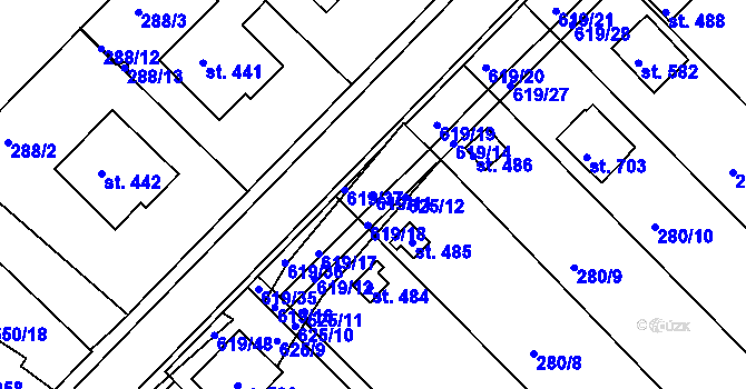 Parcela st. 619/11 v KÚ Kvíc, Katastrální mapa