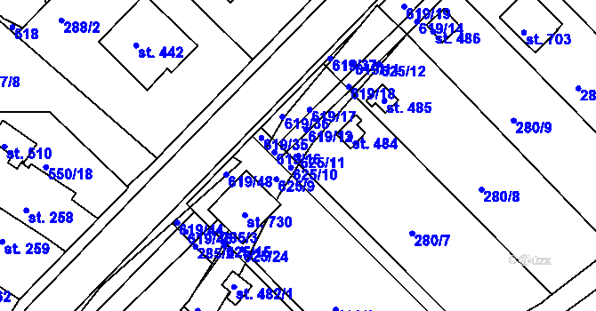 Parcela st. 625/11 v KÚ Kvíc, Katastrální mapa