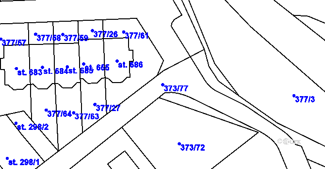 Parcela st. 373/77 v KÚ Kvíc, Katastrální mapa
