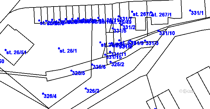 Parcela st. 331/15 v KÚ Kvíc, Katastrální mapa