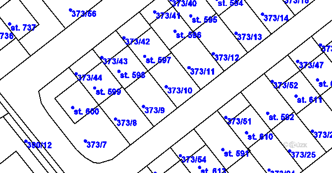 Parcela st. 373/10 v KÚ Kvíc, Katastrální mapa