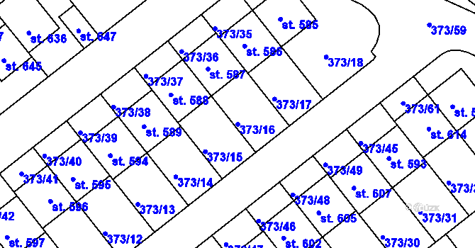 Parcela st. 373/16 v KÚ Kvíc, Katastrální mapa