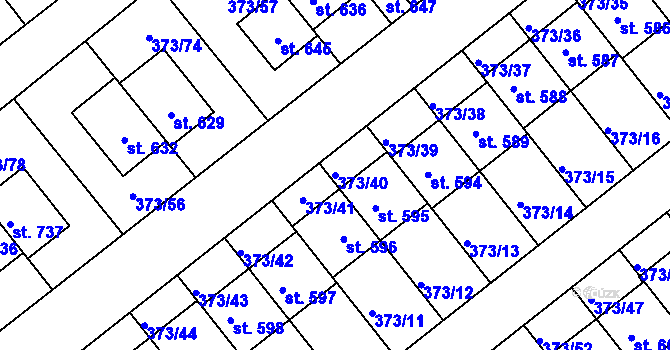 Parcela st. 373/40 v KÚ Kvíc, Katastrální mapa