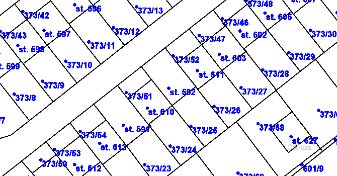 Parcela st. 592 v KÚ Kvíc, Katastrální mapa