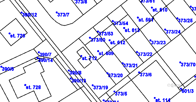 Parcela st. 609 v KÚ Kvíc, Katastrální mapa
